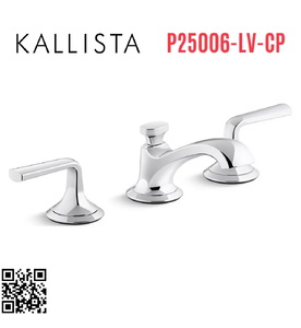 Vòi chậu rửa mặt 3 chân cổ thấp Chrome Kallista P25006-LV-CP