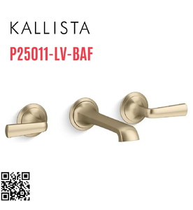 Vòi chậu rửa mặt 3 chân âm tường vàng Kallista P25011-LV-BAF