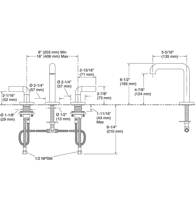 Vòi chậu rửa mặt 3 chân cổ cao vàng Kallista P32357-AD-BAF