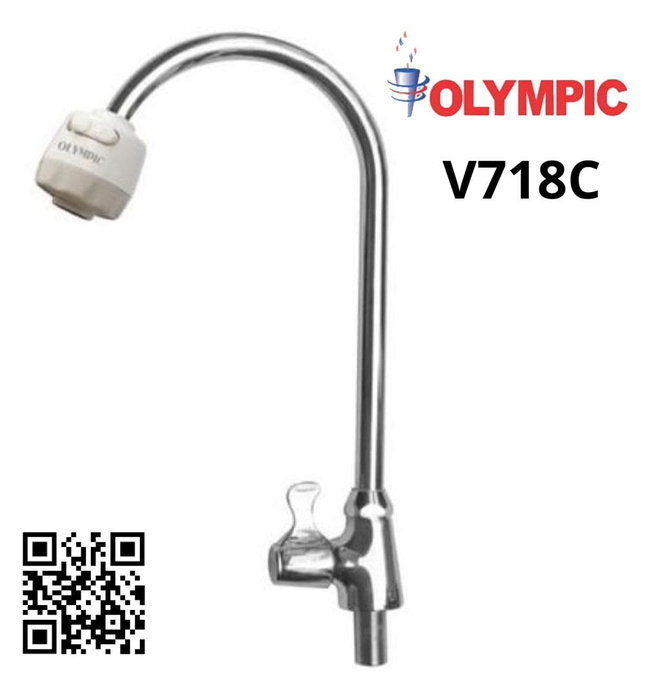 Vòi chậu rửa bát lạnh gắn chậu cần mềm Olympic V718C