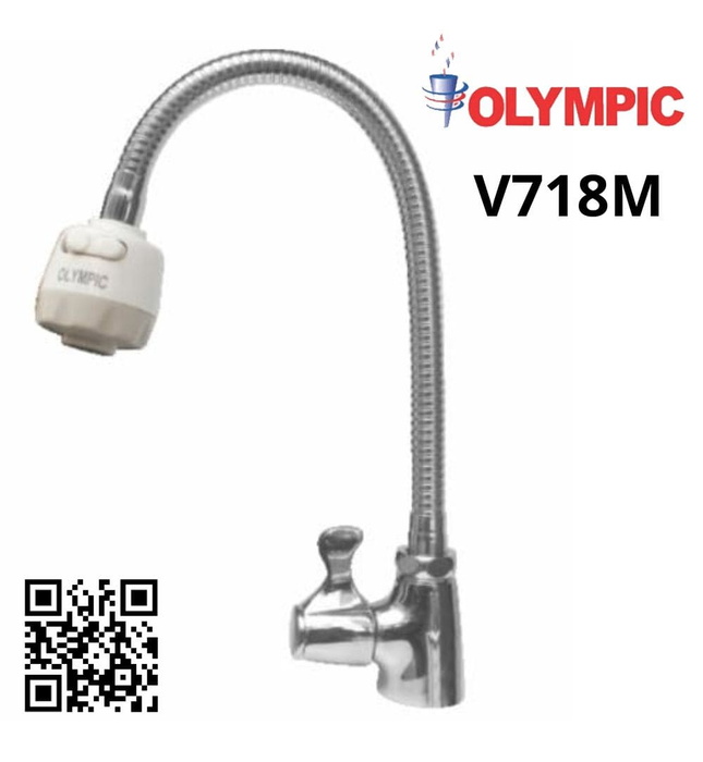 Vòi chậu rửa bát lạnh gắn chậu cần mềm Olympic V718M