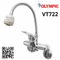 Vòi chậu rửa bát nóng lạnh gắn tường cần mềm Olympic VT722