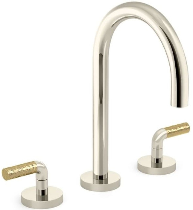 Vòi chậu rửa mặt 3 chân cổ ngỗng vàng Kallista P32358-ULB-SN