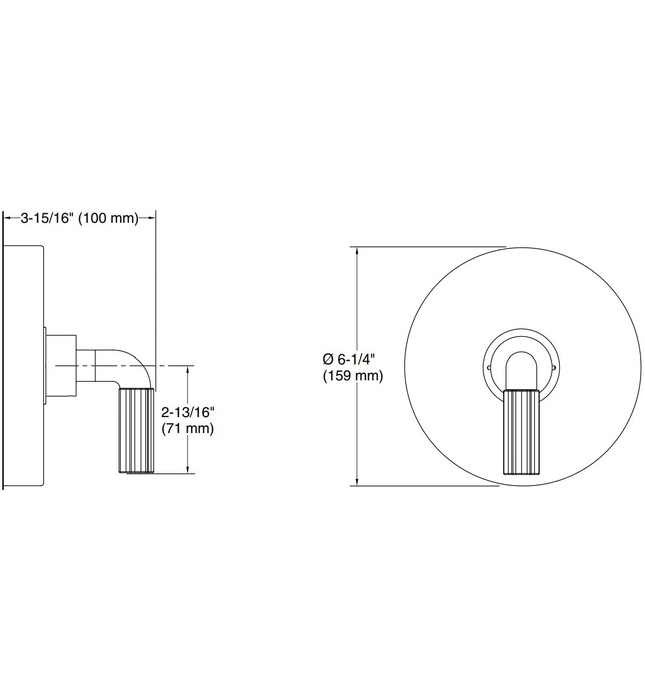 Mặt nạ điều khiển đơn sen tắm âm tường Nickel Kallista P32417-LV-SN