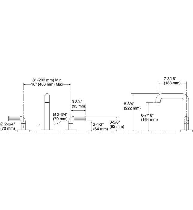 Vòi bồn tắm thân cao nóng lạnh Nickel Kallista P32419-CREM-SN