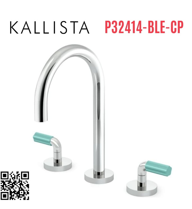 Vòi chậu rửa mặt 3 chân cổ ngỗng Chrome Kallista P32414-BLE-CP