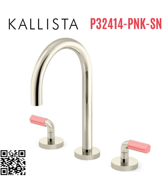 Vòi chậu rửa mặt 3 chân cổ ngỗng Nickel Kallista P32414-PNK-SN