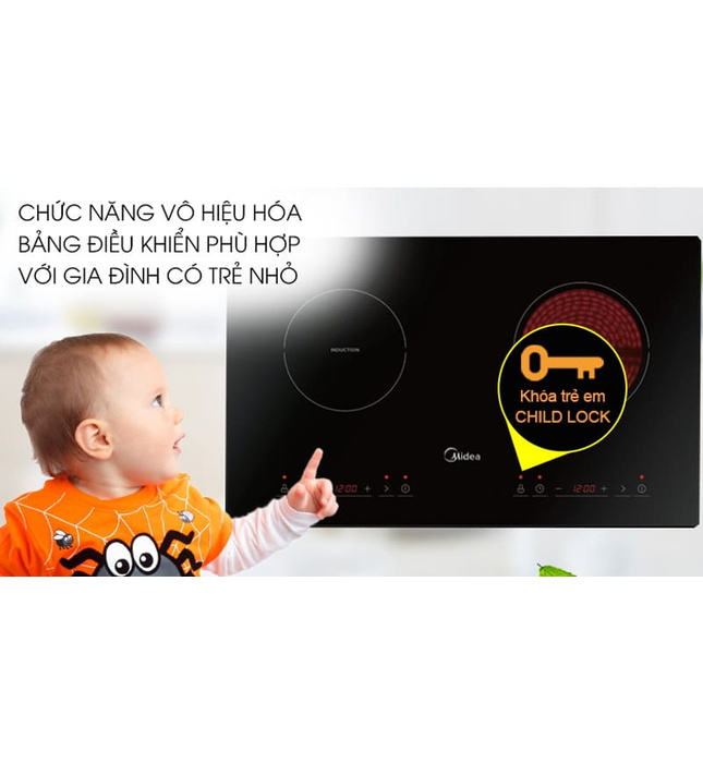 Bếp Từ Hồng Ngoại 2 Vùng Nấu Midea MC-IHD361 