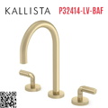 Vòi chậu rửa mặt 3 chân cổ ngỗng vàng Kallista P32414-LV-BAF