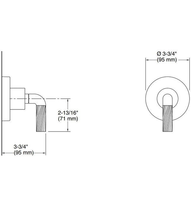 Mặt nạ chuyển hướng dòng nước sen tắm đen Kallista P40878-LV-BL