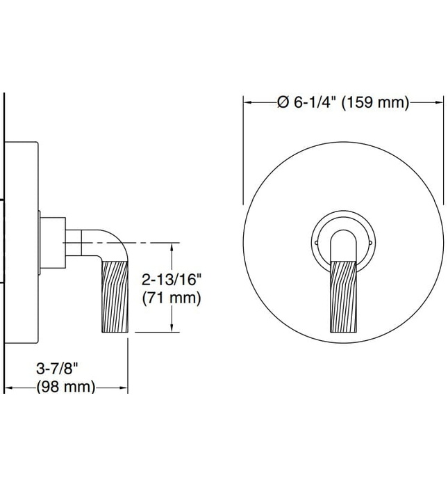 Mặt nạ điều khiển đơn sen tắm âm tường vàng Kallista P40880-LV-BAF