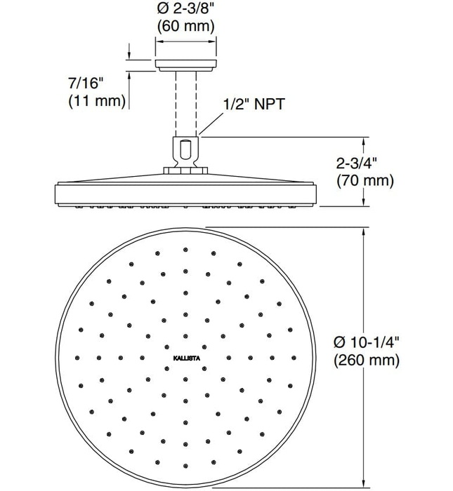 Bát sen tắm phun mưa tròn màu Chrome Kallista P21676-00-CP