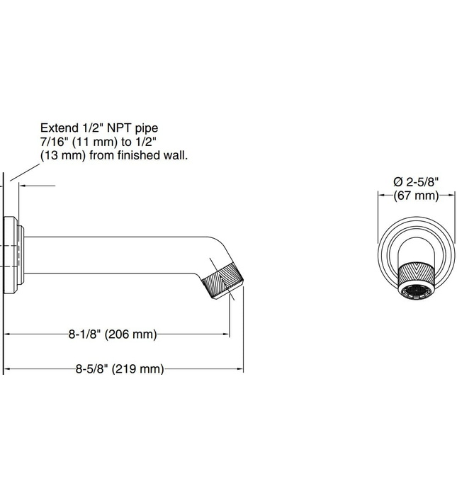 Vòi xả bồn tắm gắn tường Nickel Kallista P24914-SNW-SN