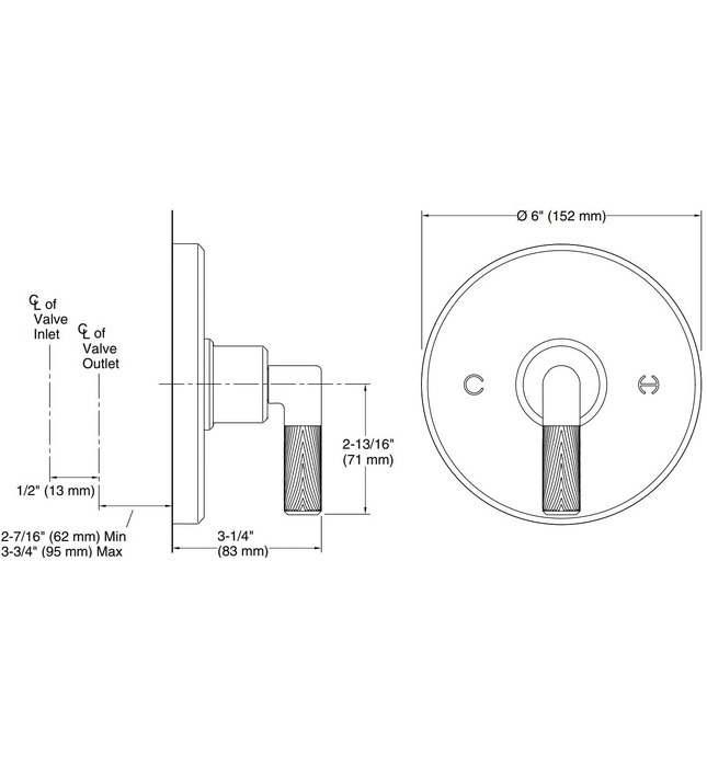 Mặt nạ điều chỉnh nhiệt độ sen tắm Chrome Kallista P24922-CPH-CP