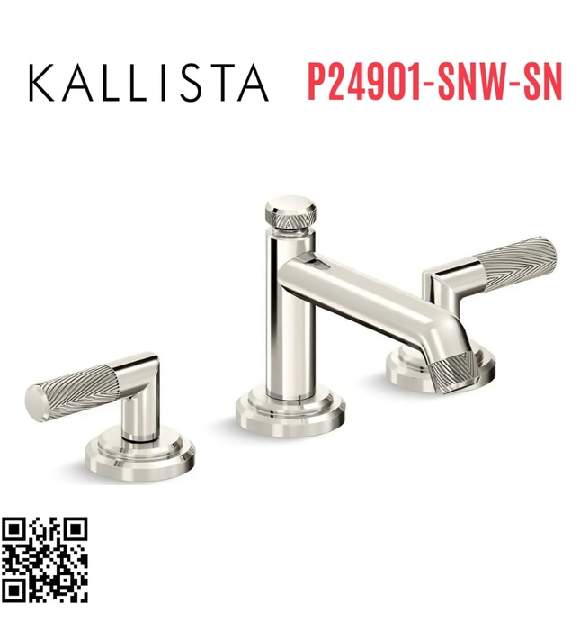 Vòi chậu rửa mặt 3 chân cổ thấp Nickel Kallista P24901-SNW-SN