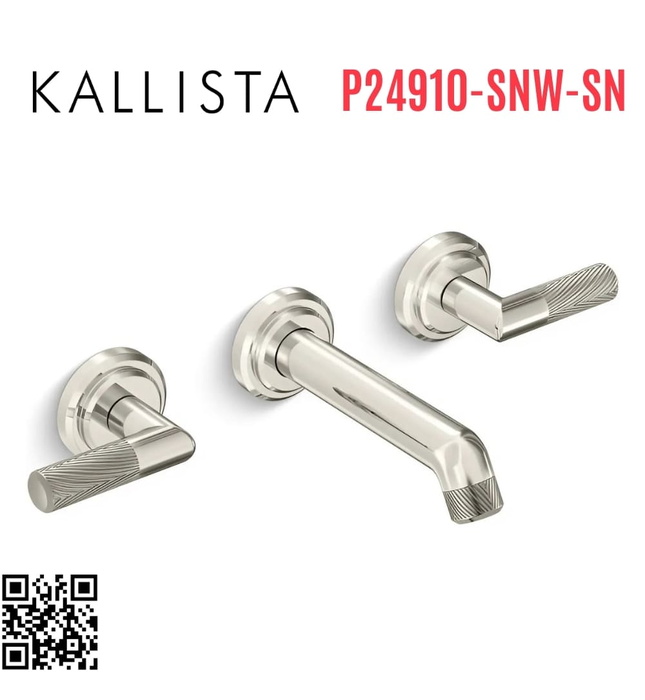 Vòi chậu rửa mặt 3 chân âm tường Nickel Kallista P24910-SNW-SN