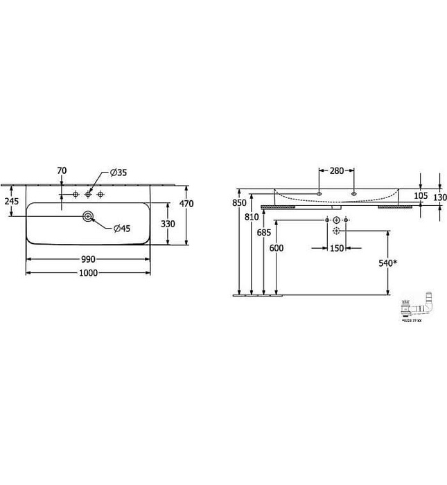 Chậu rửa lavabo Villeroy-boch Finion 41681BRW