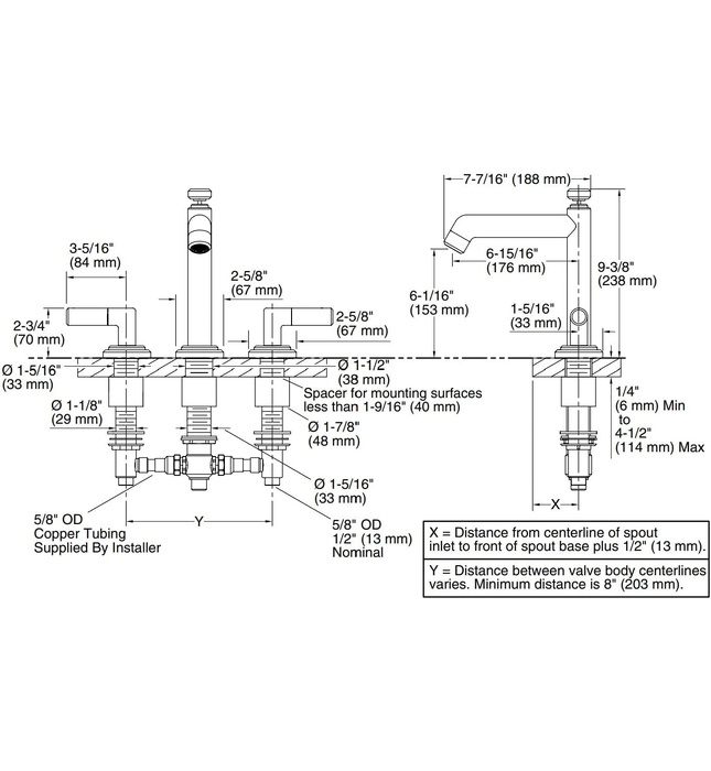 Vòi bồn tắm thân cao nóng lạnh Chrome Kallista P24904-LV-CP