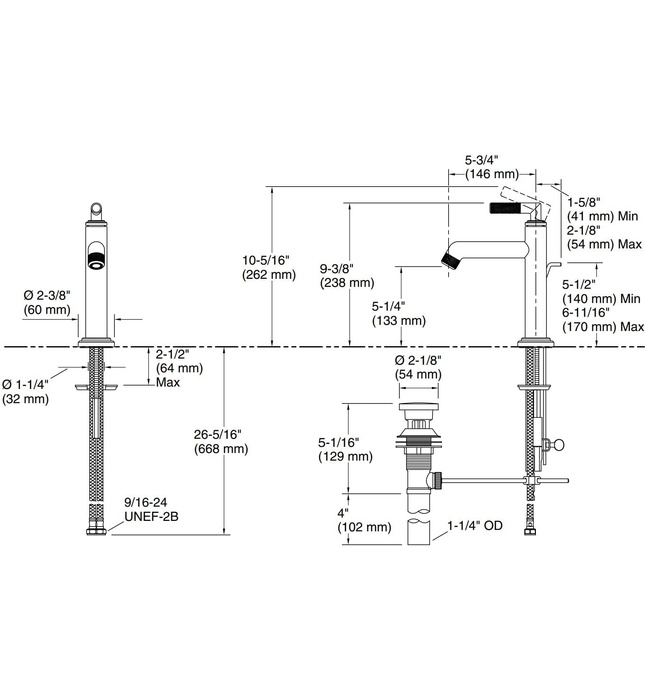 Vòi chậu rửa mặt 1 lỗ Chrome Kallista P26623-CPH-CP