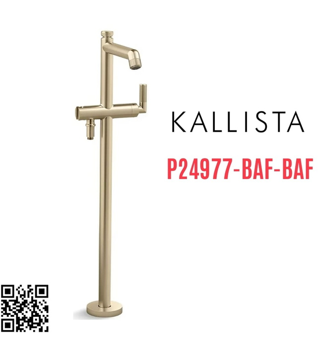 Vòi bồn tắm gắn sàn 1 lỗ nóng lạnh vàng Kallista P24977-BAF-BAF