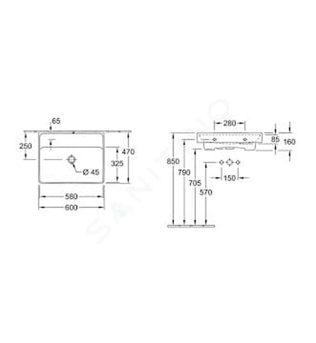 Chậu rửa lavabo Villeroy-boch Collaro 4A3363RW