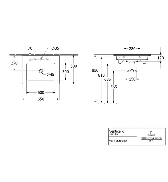 Chậu rửa lavabo Villeroy-boch Venticello 412465RW