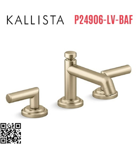 Vòi chậu rửa mặt 3 chân cổ thấp vàng Kallista P24906-LV-BAF