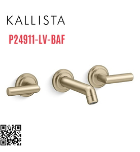 Vòi chậu rửa mặt 3 chân âm tường vàng Kallista P24911-LV-BAF