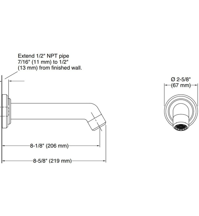 Vòi xả bồn tắm gắn tường Chrome Kallista P24917-00-CP