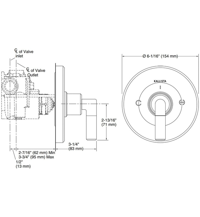 Mặt nạ điều chỉnh nhiệt độ sen tắm Nickel Kallista P24925-LV-SN
