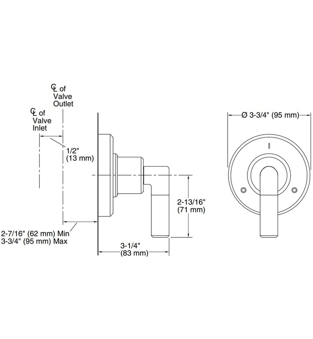 Mặt nạ chuyển hướng dòng nước sen tắm Nickel Kallista P24927-LV-BN
