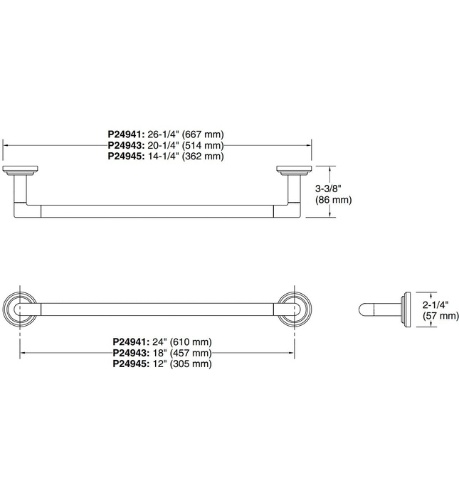 Thanh treo khăn đơn 18" màu Nickel Kallista P24943-00-SN