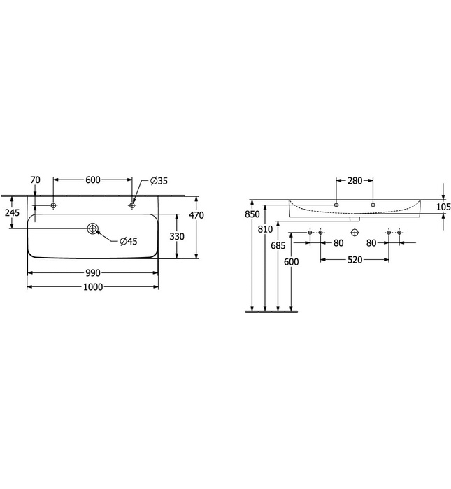 Chậu rửa lavabo Đức Villeroy-boch Finion 4168A1R1