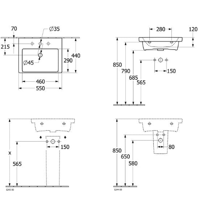 Chậu rửa lavabo Đức Villeroy-boch Subway 3.0 4A70F601