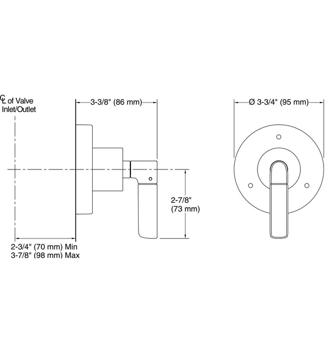 Mặt nạ chuyển hướng dòng nước sen tắm Nickel Kallista P23331-LV-SN