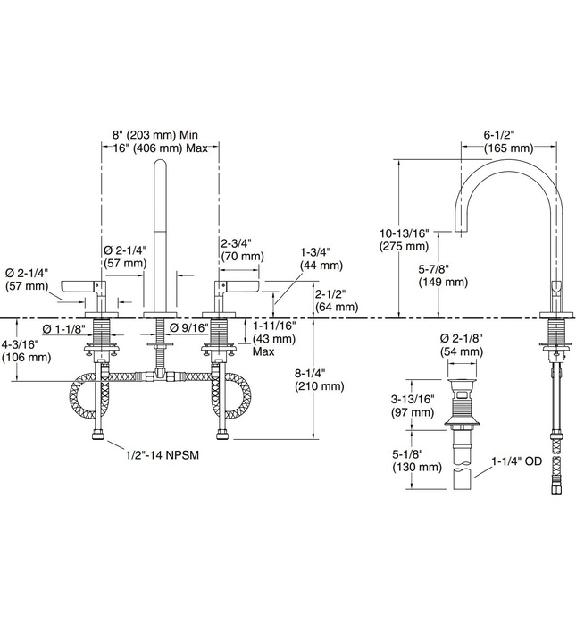 Vòi chậu rửa mặt 3 chân cổ ngỗng Chrome Kallista P23348-LV-CP