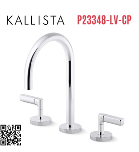 Vòi chậu rửa mặt 3 chân cổ ngỗng Chrome Kallista P23348-LV-CP