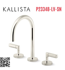 Vòi chậu rửa mặt 3 chân cổ ngỗng Nickel Kallista P23348-LV-SN