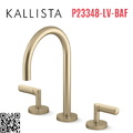Vòi chậu rửa mặt 3 chân cổ ngỗng vàng Kallista P23348-LV-BAF