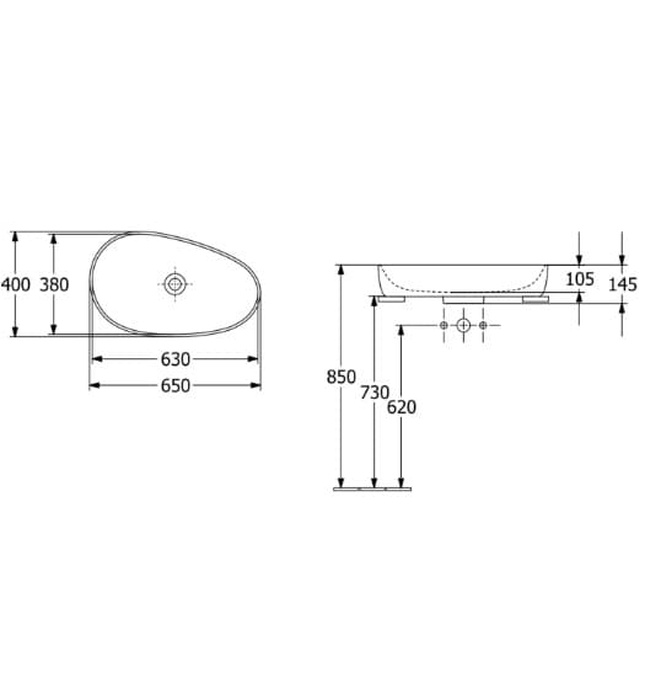 Chậu rửa lavabo dương bàn Đức Villeroy-boch Antao 4A7465AM