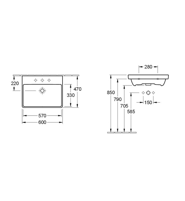 Chậu rửa lavabo Đức Villeroy-boch Avento 41586001