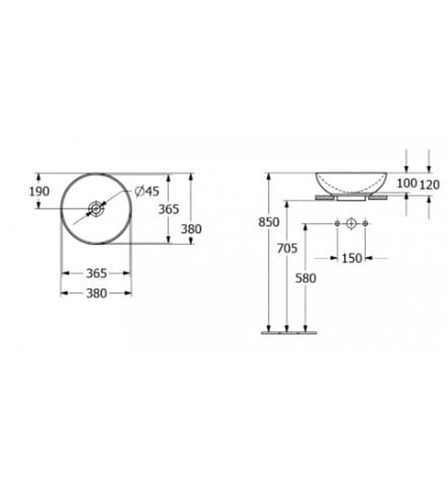 Chậu rửa lavabo dương bàn Đức Villeroy-boch Loop & Friends 4A4500i4