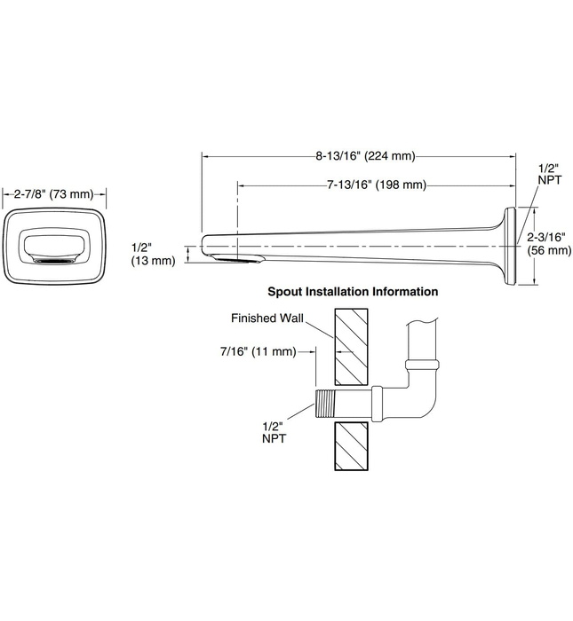Vòi xả bồn tắm gắn tường vàng Kallista P24704-00-BAF