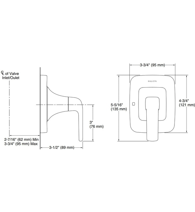 Mặt nạ điều khiển âm lượng sen tắm vàng Kallista P24723-LV-AF