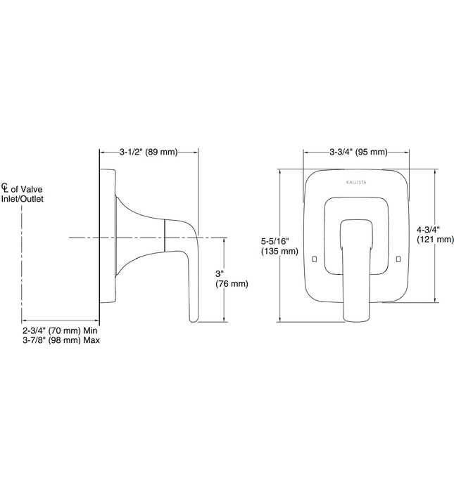 Mặt nạ chuyển hướng dòng nước sen tắm vàng Kallista P24724-LV-BAF