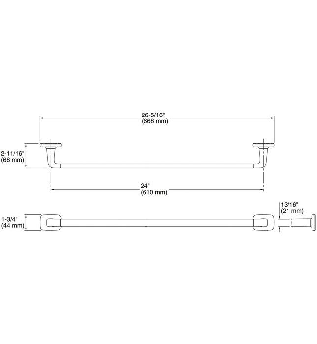 Thanh treo khăn đơn 24" màu Nickel Kallista P34700-00-BN