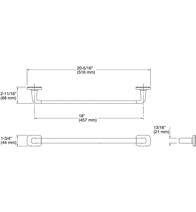 Thanh treo khăn đơn 18" màu Chrome Kallista P34701-00-CP