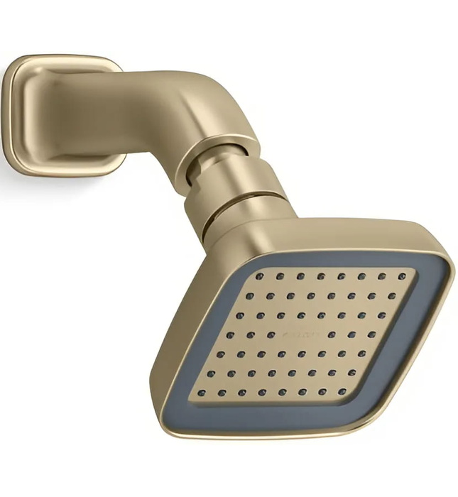 Bát sen tắm vuông và tay sen gắn tường màu vàng Kallista P24712-00-AF