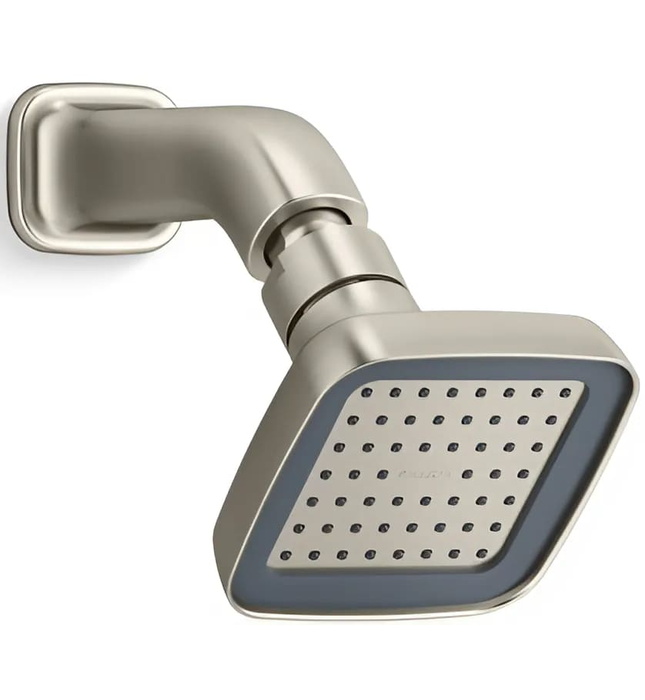 Bát sen tắm vuông và tay sen gắn tường màu Nickel Kallista P24712-00-BN