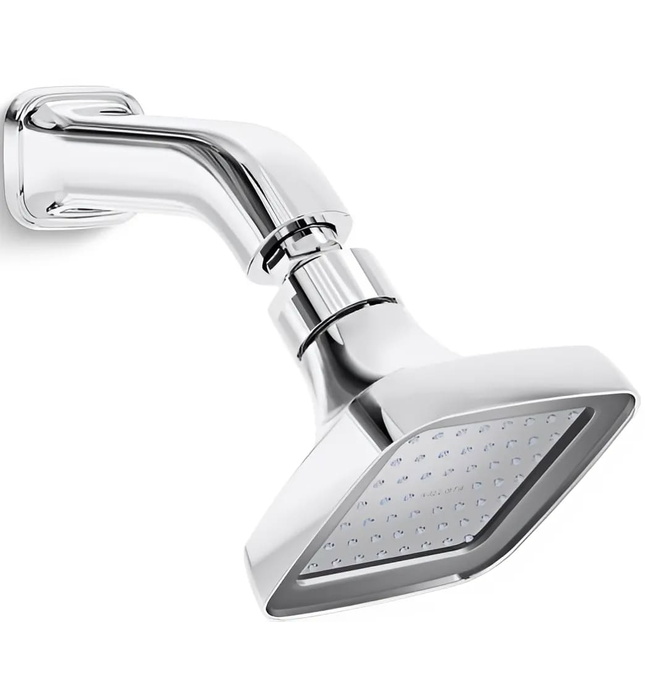 Bát sen tắm vuông và tay sen gắn tường màu Nickel Kallista P24712-00-BN